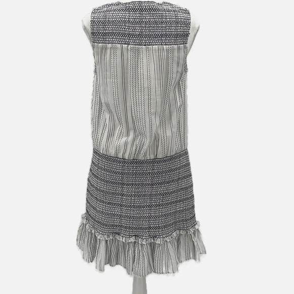 Veronica Beard Cox Smocked Dress in Off-White/Blue -- NEW - Size Large - Picture 4 of 9